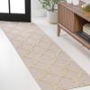 JONATHAN Y Ogee Trellis Tone-on-Tone Indoor Outdoor Runner Rug 2X8 Beige/Gray, Duwun High-Low Pile for Backyard, Patio, Porch, Easy-Cleaning, High Traffic, Pet-Friendly, Non-Shedding SBH108A-28(2′ x 10′ (Runner))