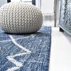 JONATHAN Y Tribal Diamond Trellis Indoor Outdoor Runner Rug 2X8 Beige/Brown, Carwa for Backyard, Patio, Porch, Easy-Cleaning, High Traffic, Pet-Friendly, Non-Shedding (SMB128A-28)(Blue/Ivory)
