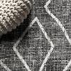 JONATHAN Y Tribal Diamond Trellis Indoor Outdoor Runner Rug 2X8 Beige/Brown, Carwa for Backyard, Patio, Porch, Easy-Cleaning, High Traffic, Pet-Friendly, Non-Shedding (SMB128A-28)(Black/Ivory)