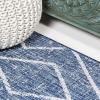 JONATHAN Y Tribal Diamond Trellis Indoor Outdoor Runner Rug 2X8 Beige/Brown, Carwa for Backyard, Patio, Porch, Easy-Cleaning, High Traffic, Pet-Friendly, Non-Shedding (SMB128A-28)(Blue/Ivory)
