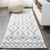 JONATHAN Y Boho Moroccan Indoor Outdoor Runner Rug 2X8 Beige/Green, Casual for Backyard, Patio, Porch, Easy-Cleaning, High Traffic, Pet-Friendly, Non-Shedding (SMB123A-28)(Ivory/Navy)