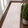JONATHAN Y Circles in Squares High-Low Runner Rug 2X8 White/Cream, Helena Modern Geometric for Living Room, Bedroom, Kitchen, Easy-Cleaning, High Traffic, Pet-Friendly, Non-Shedding SND104B-28(White/Cream)