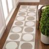 JONATHAN Y Circles in Squares High-Low Runner Rug 2X8 White/Cream, Helena Modern Geometric for Living Room, Bedroom, Kitchen, Easy-Cleaning, High Traffic, Pet-Friendly, Non-Shedding SND104B-28(Beige/Cream)