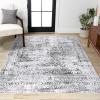 JONATHAN Y Iften Geometric Distressed Ivory/Black Runner Rug, 2×8, Moroccan, Bohemian, Vintage, Easy-Cleaning for Living Room, Bedroom, Kitchen, Pet Friendly, Non-Shedding (MOH505A-28)(4′ x 6′ (Rectangular))