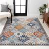 JONATHAN Y Kirman Bohemian Medallion Light Gray/Blue/Orange Indoor Area Rug, 3×5, Bohemian, Vintage, Easy-Cleaning for Living Room, Bedroom, Kitchen, Pet Friendly, Non-Shedding (MDP214A-3)(5’3″ x 7’7″ (Rectangular))