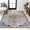 JONATHAN Y Lorena Ornate Boho Medallion Light Gray/Dark Blue/Orange Indoor Area Rug, 3×5, Bohemian, Vintage, Easy-Cleaning for Living Room, Bedroom, Kitchen, Pet Friendly, Non-Shedding (MDP211A-3)(3′ x 5′ (Rectangular))