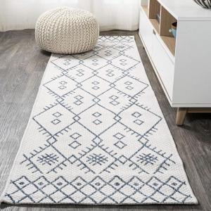 JONATHAN Y Boho Moroccan Indoor Outdoor Runner Rug 2X8 Beige/Green, Casual for Backyard, Patio, Porch, Easy-Cleaning, High Traffic, Pet-Friendly, Non-Shedding (SMB123A-28)(Ivory/Navy)