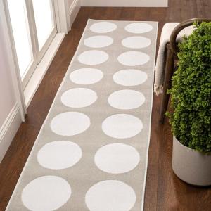 JONATHAN Y Circle Dot High-Low White/Cream Indoor Area Rug 5X8 ft, Adrian Modern Geometric for Living Room, Bedroom, Kitchen, Office, Easy-Cleaning, High Traffic, Pet-Friendly, Non-Shedding SND105B-5(Beige/Cream)