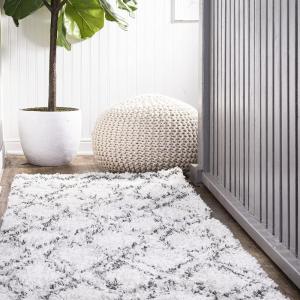 JONATHAN Y Diamond Trellis Shag Beige/Dark Gray Indoor Area Rug 8X10 ft, Soller for Living Room, Bedroom, Kitchen, Office, Easy-Cleaning, High Traffic, Pet-Friendly, Non-Shedding SHG103A-8(2’3″ x 8′ (Runner))