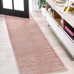 JONATHAN Y Haze Solid Low-Pile Pink Runner Rug 2×8, Coastal,Bohemian,Minimalist,Classic, Easy-Cleaning for Living Room,Bedroom,Kitchen,Pet Friendly,Non-Shedding (SEU100P-28)