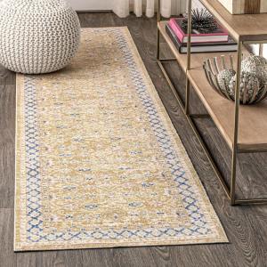 JONATHAN Y Stirling Argyle Light Blue/Ivory Indoor Area Rug, 3×5, English Country, Traditional, Easy-Cleaning for Living Room, Bedroom, Kitchen, Pet Friendly, Non-Shedding (SBC301C-3)(Blue gold)