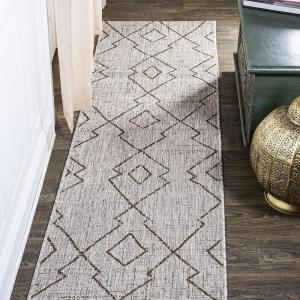 JONATHAN Y Tribal Diamond Trellis Indoor Outdoor Runner Rug 2X8 Beige/Brown, Carwa for Backyard, Patio, Porch, Easy-Cleaning, High Traffic, Pet-Friendly, Non-Shedding (SMB128A-28)(Beige/Brown)