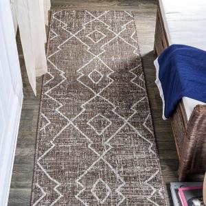JONATHAN Y Tribal Diamond Trellis Indoor Outdoor Runner Rug 2X8 Beige/Brown, Carwa for Backyard, Patio, Porch, Easy-Cleaning, High Traffic, Pet-Friendly, Non-Shedding (SMB128A-28)(Brown/Beige)