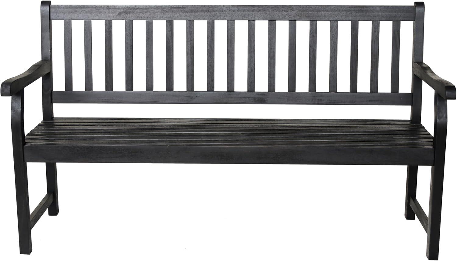 image:imageJONATHAN Y Acacia Wood Outdoor Bench 591 3Seat SlatBack Patio Garden Bench with Heavy Duty 600Lbs Support for Porch Lawn Yard BNH101DBlack