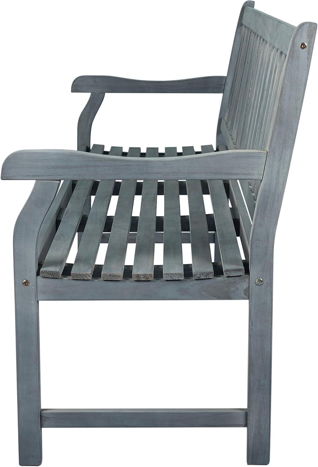 image:imageJONATHAN Y Acacia Wood Outdoor Bench 591 3Seat SlatBack Patio Garden Bench with Heavy Duty 600Lbs Support for Porch Lawn Yard BNH101DGrey