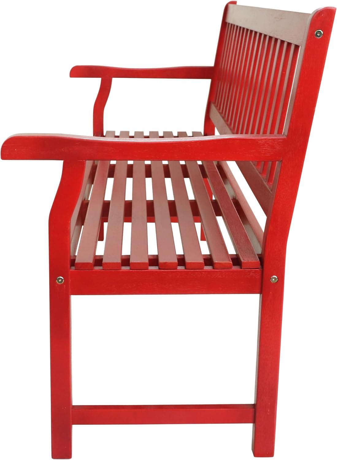 image:imageJONATHAN Y Acacia Wood Outdoor Bench 591 3Seat SlatBack Patio Garden Bench with Heavy Duty 600Lbs Support for Porch Lawn Yard BNH101DRed
