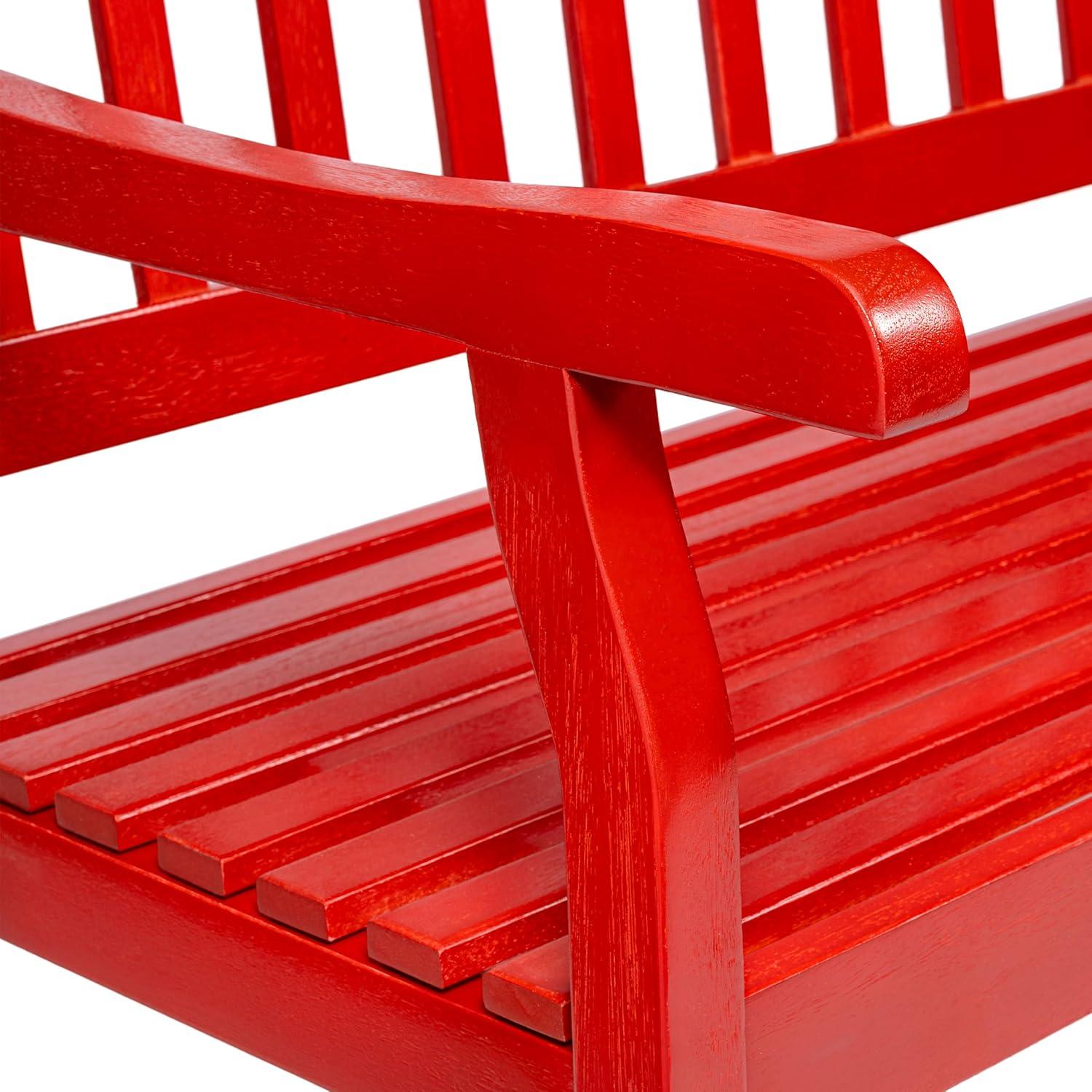 image:imageJONATHAN Y Acacia Wood Outdoor Bench 591 3Seat SlatBack Patio Garden Bench with Heavy Duty 600Lbs Support for Porch Lawn Yard BNH101DRed
