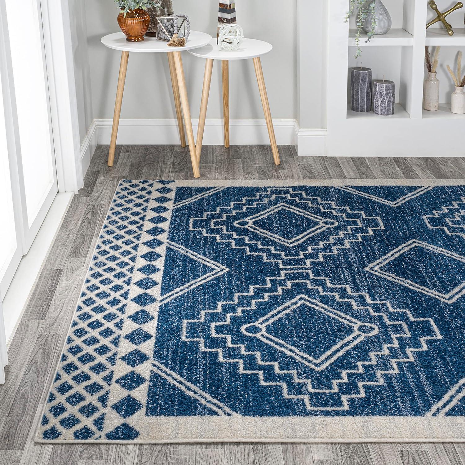 image:imageJONATHAN Y Amir Moroccan Beni Souk GrayCream 4x4 Square Indoor Area Rug Bohemian Scandinavian EasyCleaning for Living Room Bedroom Kitchen Pet Friendly NonShedding MOH200C4SQNavyIvory