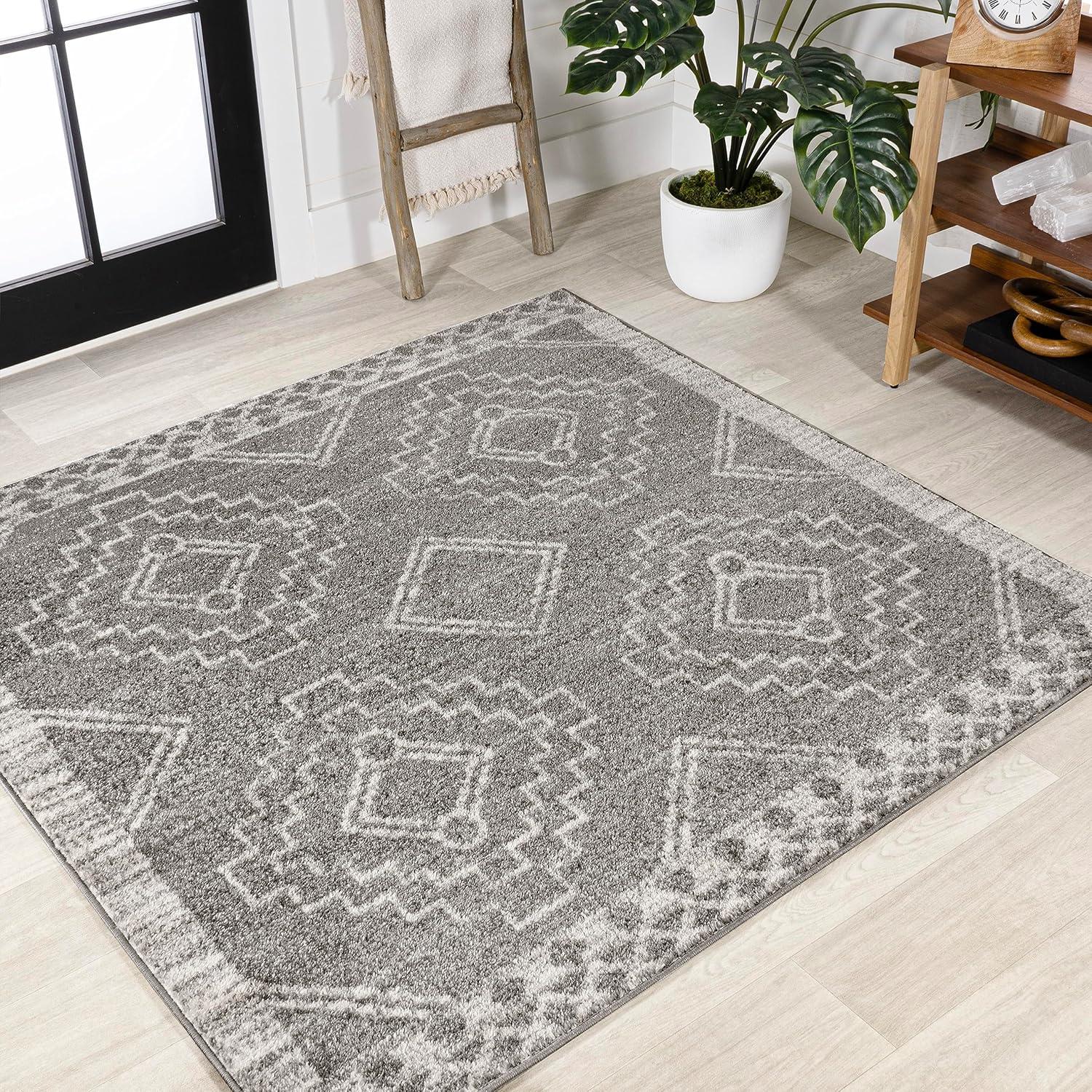 image:imageJONATHAN Y Amir Moroccan Beni Souk GrayCream 4x4 Square Indoor Area Rug Bohemian Scandinavian EasyCleaning for Living Room Bedroom Kitchen Pet Friendly NonShedding MOH200C4SQGrayCream