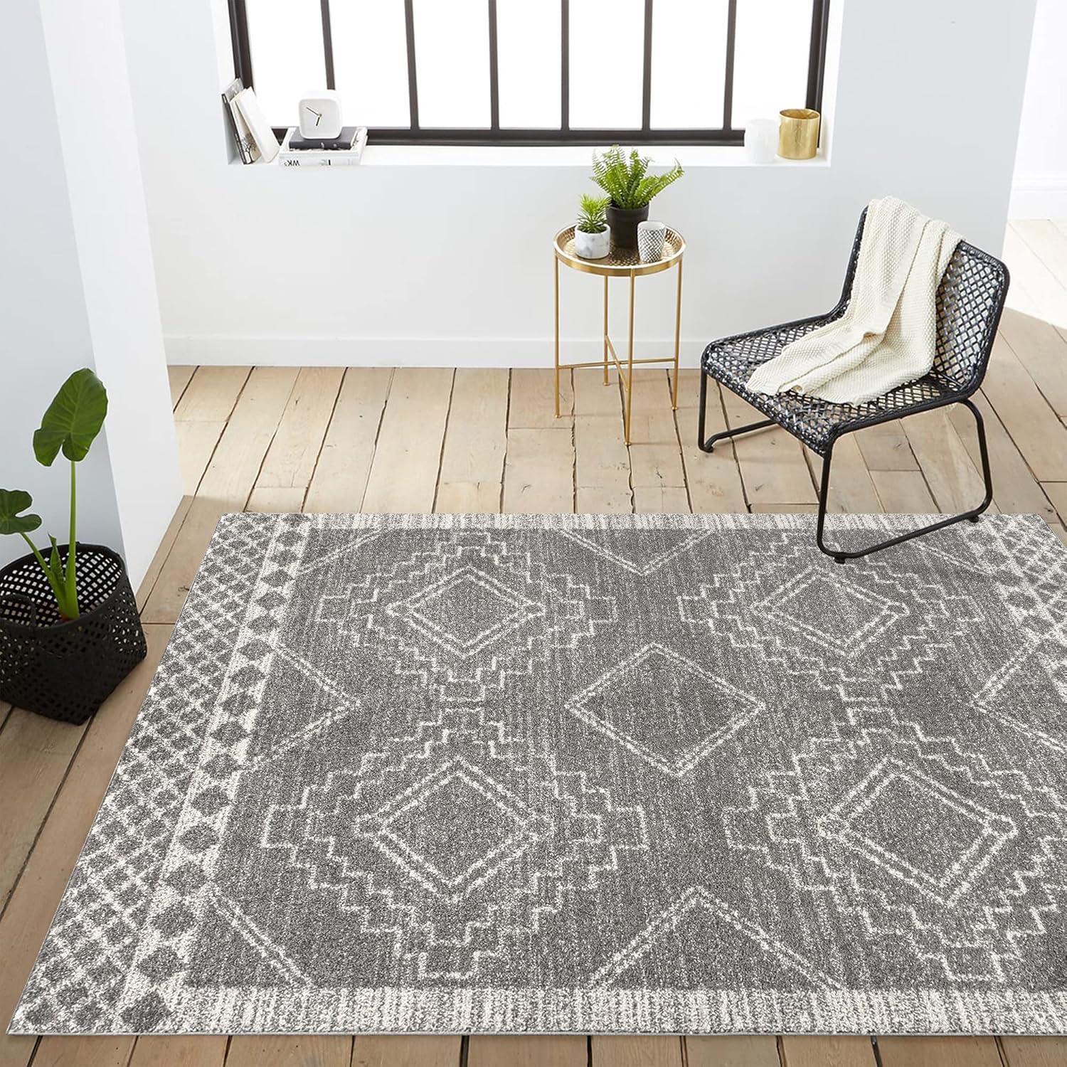 image:imageJONATHAN Y Amir Moroccan Beni Souk GrayCream 4x4 Square Indoor Area Rug Bohemian Scandinavian EasyCleaning for Living Room Bedroom Kitchen Pet Friendly NonShedding MOH200C4SQGrayCream