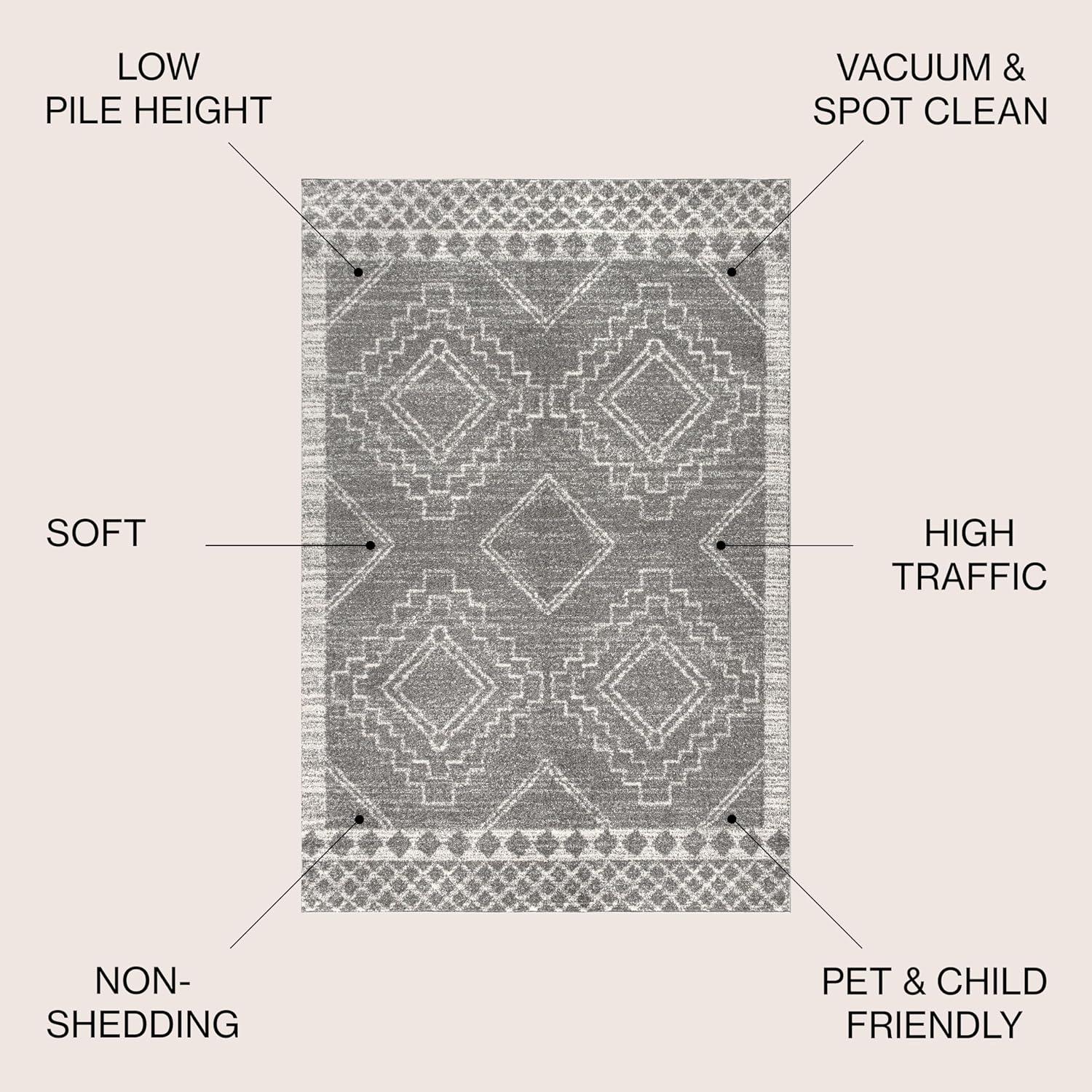 image:imageJONATHAN Y Amir Moroccan Beni Souk GrayCream 4x4 Square Indoor Area Rug Bohemian Scandinavian EasyCleaning for Living Room Bedroom Kitchen Pet Friendly NonShedding MOH200C4SQGrayCream