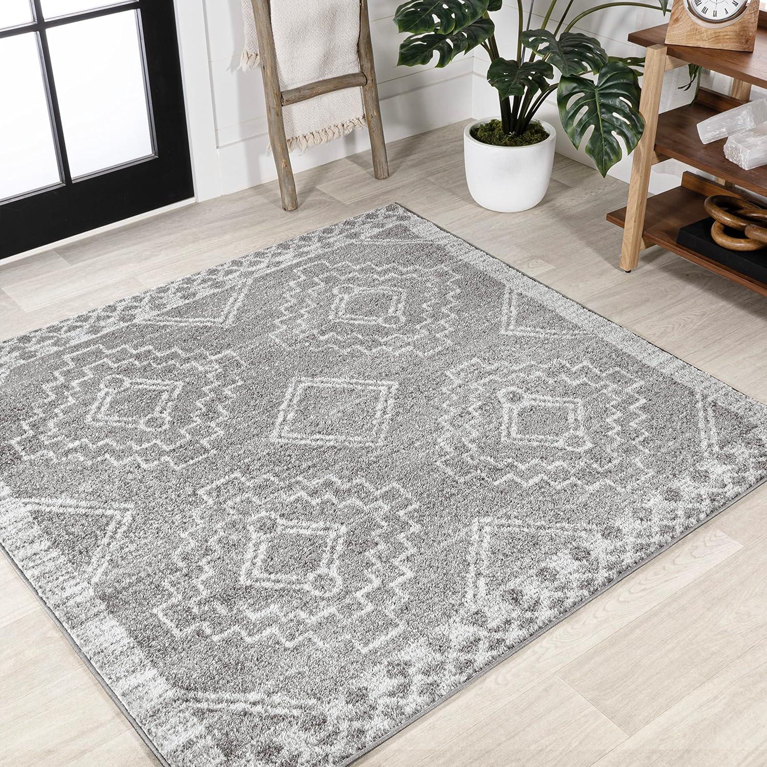 image:imageJONATHAN Y Amir Moroccan Beni Souk GrayCream 4x4 Square Indoor Area Rug Bohemian Scandinavian EasyCleaning for Living Room Bedroom Kitchen Pet Friendly NonShedding MOH200C4SQGrayCream