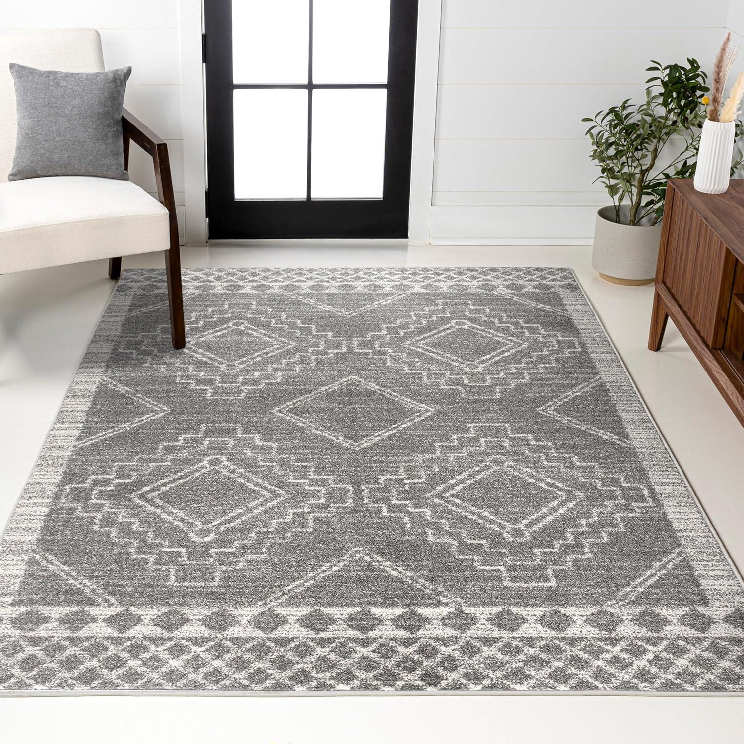 image:imageJONATHAN Y Amir Moroccan Beni Souk GrayCream 4x4 Square Indoor Area Rug Bohemian Scandinavian EasyCleaning for Living Room Bedroom Kitchen Pet Friendly NonShedding MOH200C4SQGrayCream