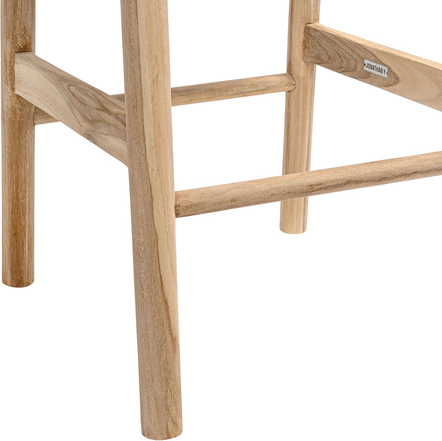 image:imageJONATHAN Y Armati 295 Coastal Casual Handcrafted Outdoor Bar Stool Teak Wood Frame Synthetic Woven Seat for Patio Deck Pool Garden Furniture Light BrownNatural Bleach Wood BSL3001ALight BrownNatural