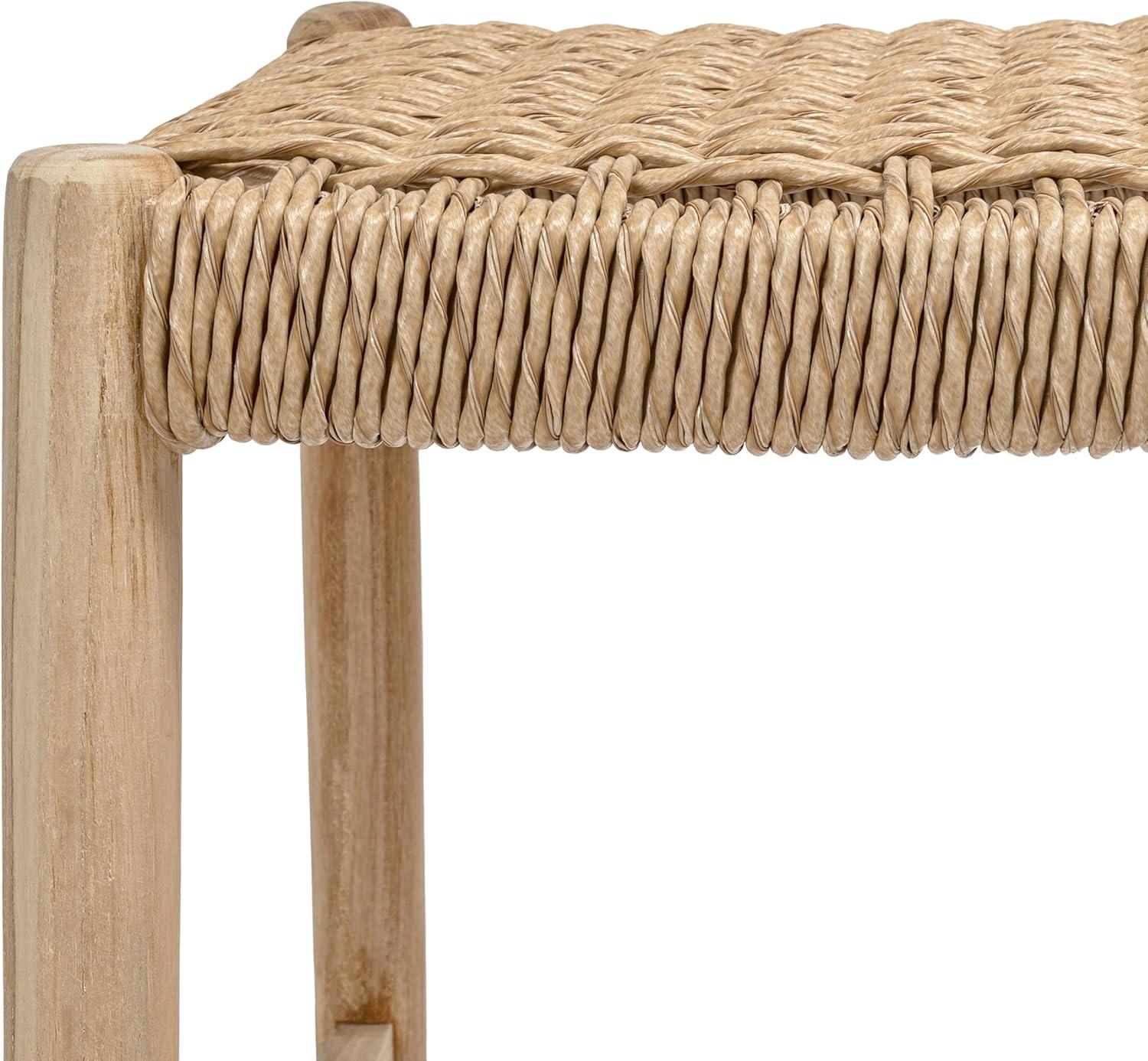 image:imageJONATHAN Y Armati 295 Coastal Casual Handcrafted Outdoor Bar Stool Teak Wood Frame Synthetic Woven Seat for Patio Deck Pool Garden Furniture Light BrownNatural Bleach Wood BSL3001ALight BrownNatural