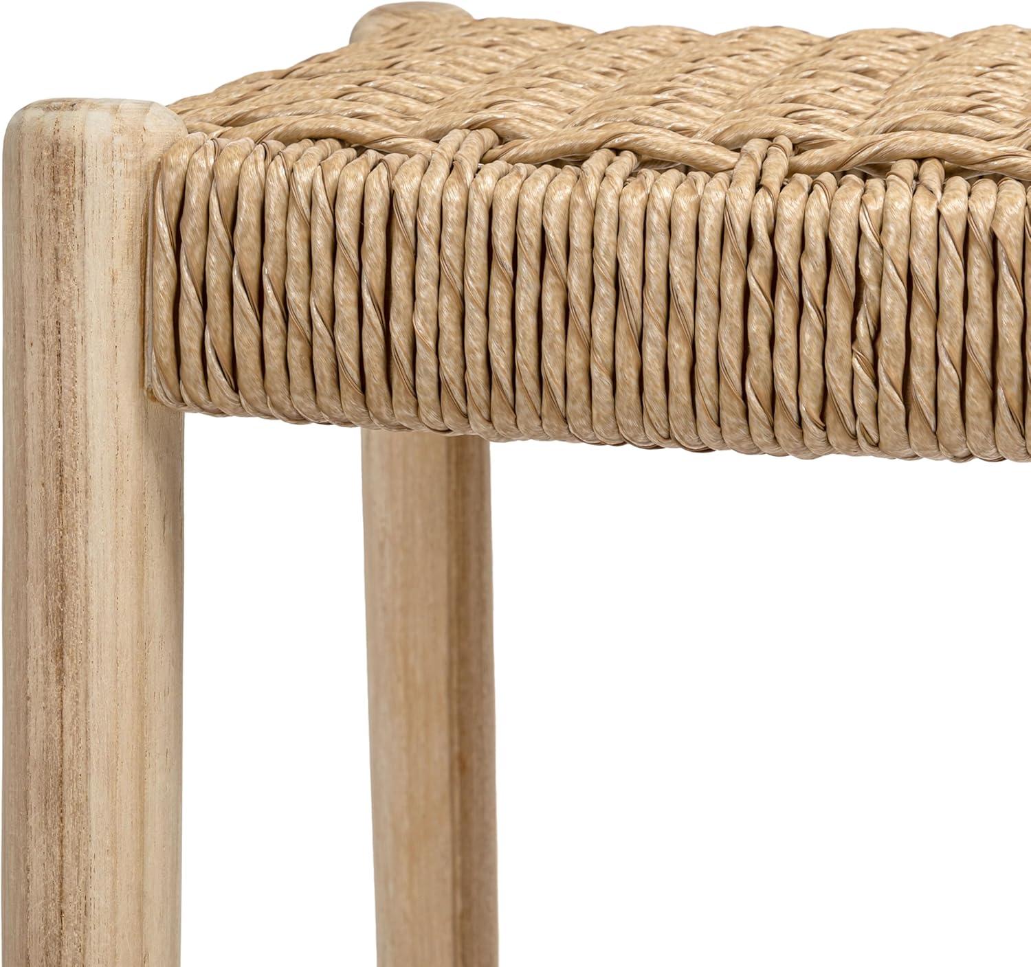 image:imageJONATHAN Y Armati 295 Coastal Casual Handcrafted Outdoor Bar Stool Teak Wood Frame Synthetic Woven Seat for Patio Deck Pool Garden Furniture Light BrownNatural Bleach Wood BSL3001ALight BrownNatural