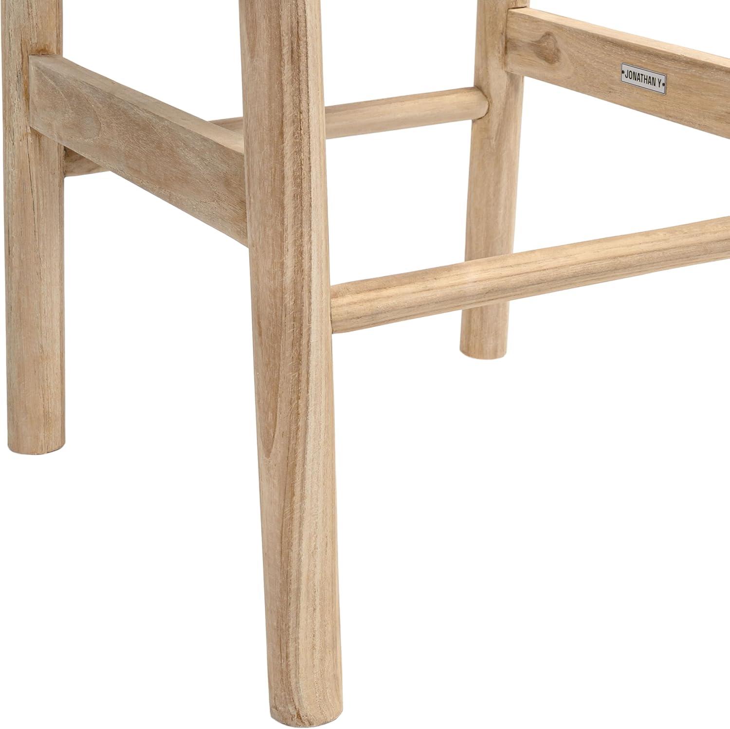 image:imageJONATHAN Y Armati 295 Coastal Casual Handcrafted Outdoor Bar Stool Teak Wood Frame Synthetic Woven Seat for Patio Deck Pool Garden Furniture Light BrownNatural Bleach Wood BSL3001ALight BrownNatural