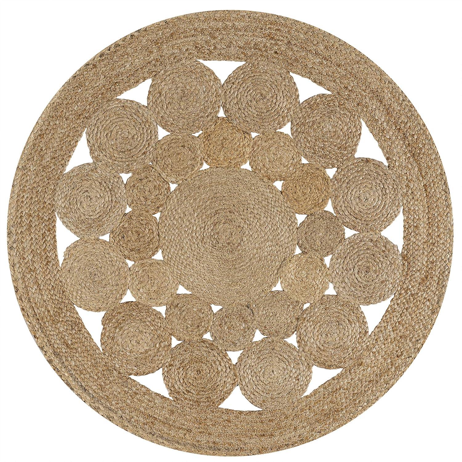 image:imageJONATHAN Y Cassia Jute Boho Circle Natural 3 Round Indoor Area Rug NaturalFibers Geometric EasyCleaning for Living Room Bedroom Kitchen Pet Friendly NonShedding RNF100A3R7 Round