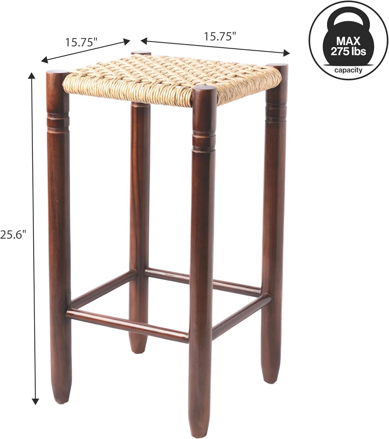image:imageJONATHAN Y Columnar Handcrafted Teak Wood Outdoor Counter Stool 255 Height Casual Boho Style Synthetic Woven Rattan Seat Weather Resistant Patio Furniture Light BrownDark Brown Wood CSL3004ALight BrownDark Brown