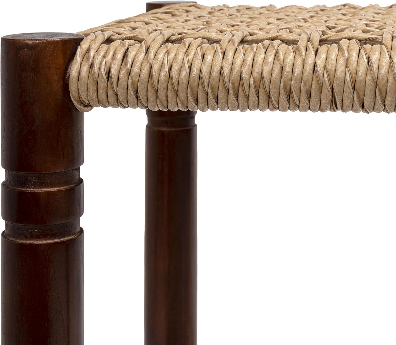 image:imageJONATHAN Y Columnar Handcrafted Teak Wood Outdoor Counter Stool 255 Height Casual Boho Style Synthetic Woven Rattan Seat Weather Resistant Patio Furniture Light BrownDark Brown Wood CSL3004ALight BrownDark Brown
