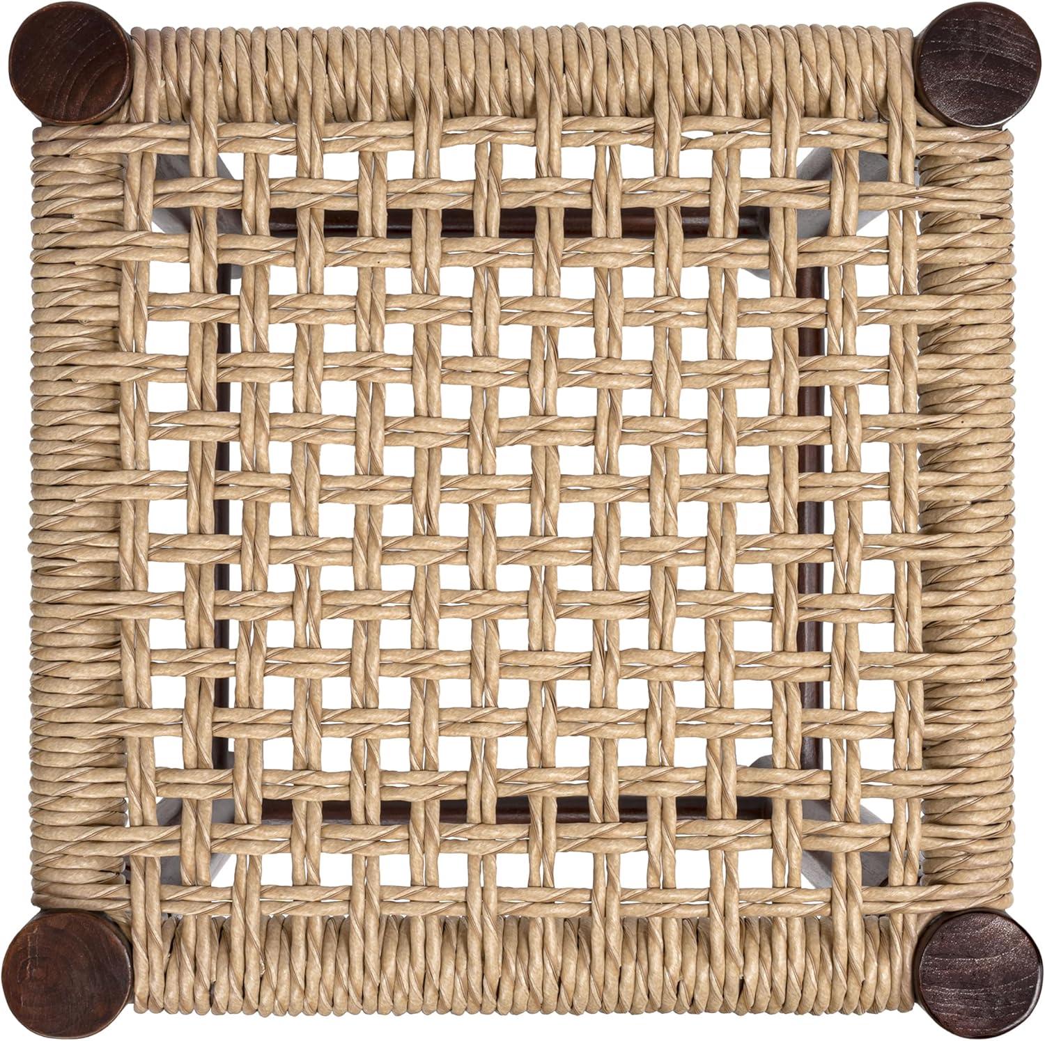 image:imageJONATHAN Y Columnar Handcrafted Teak Wood Outdoor Counter Stool 255 Height Casual Boho Style Synthetic Woven Rattan Seat Weather Resistant Patio Furniture Light BrownDark Brown Wood CSL3004ALight BrownDark Brown