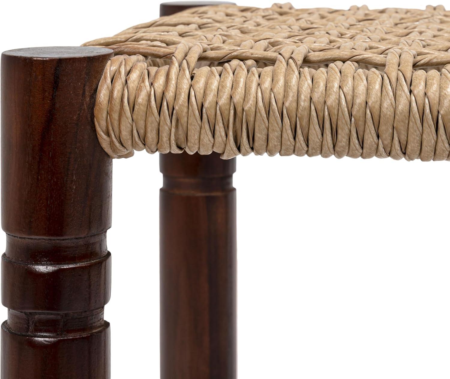 image:imageJONATHAN Y Columnar Handcrafted Teak Wood Outdoor Counter Stool 255 Height Casual Boho Style Synthetic Woven Rattan Seat Weather Resistant Patio Furniture Light BrownDark Brown Wood CSL3004ALight BrownDark Brown