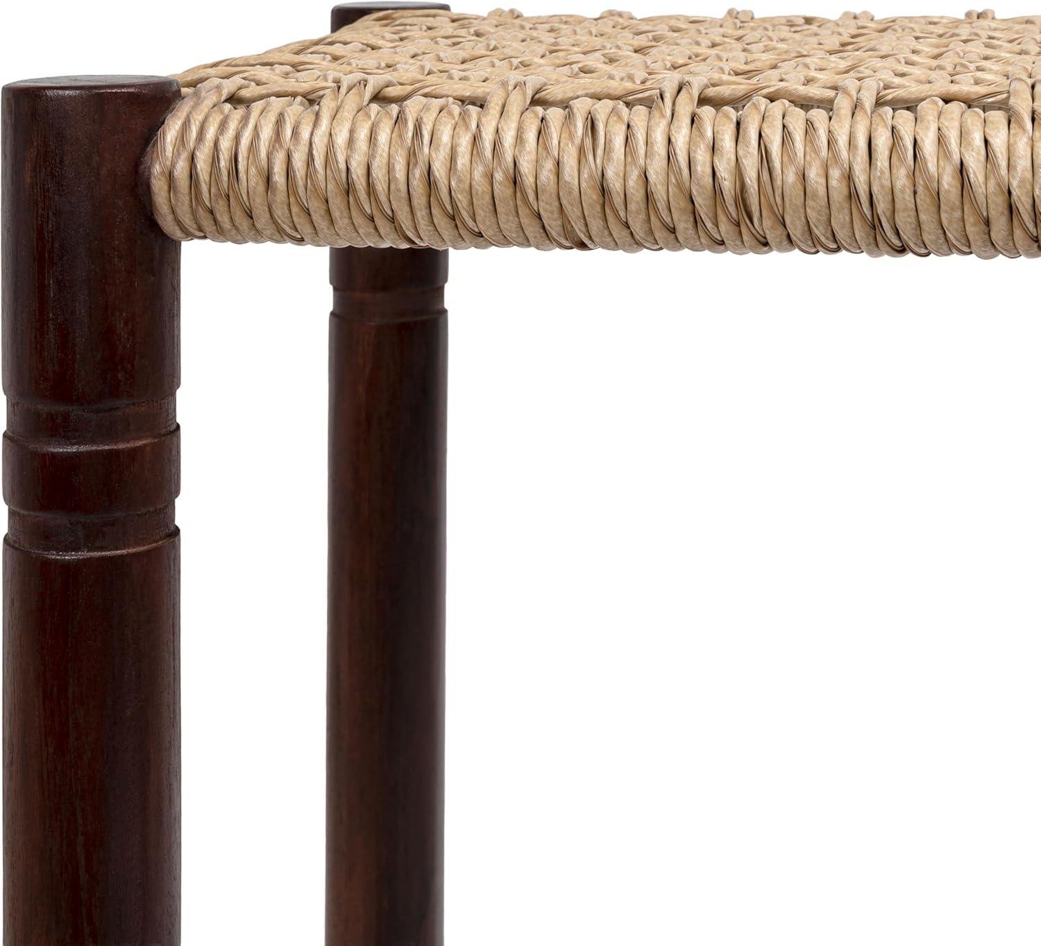 image:imageJONATHAN Y Columnar Handcrafted Teak Wood Outdoor Counter Stool 255 Height Casual Boho Style Synthetic Woven Rattan Seat Weather Resistant Patio Furniture Light BrownDark Brown Wood CSL3004ALight BrownDark Brown