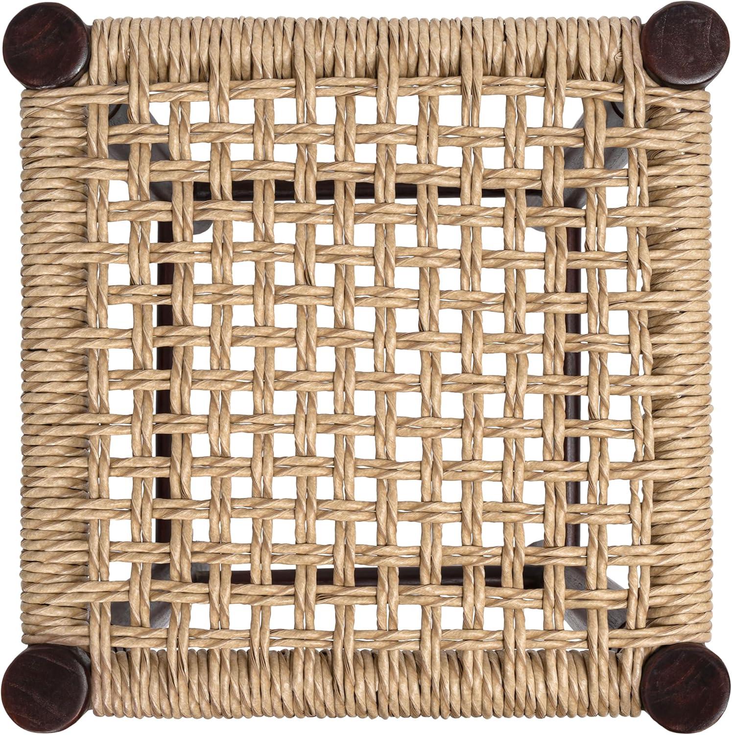image:imageJONATHAN Y Columnar Handcrafted Teak Wood Outdoor Counter Stool 255 Height Casual Boho Style Synthetic Woven Rattan Seat Weather Resistant Patio Furniture Light BrownDark Brown Wood CSL3004ALight BrownDark Brown