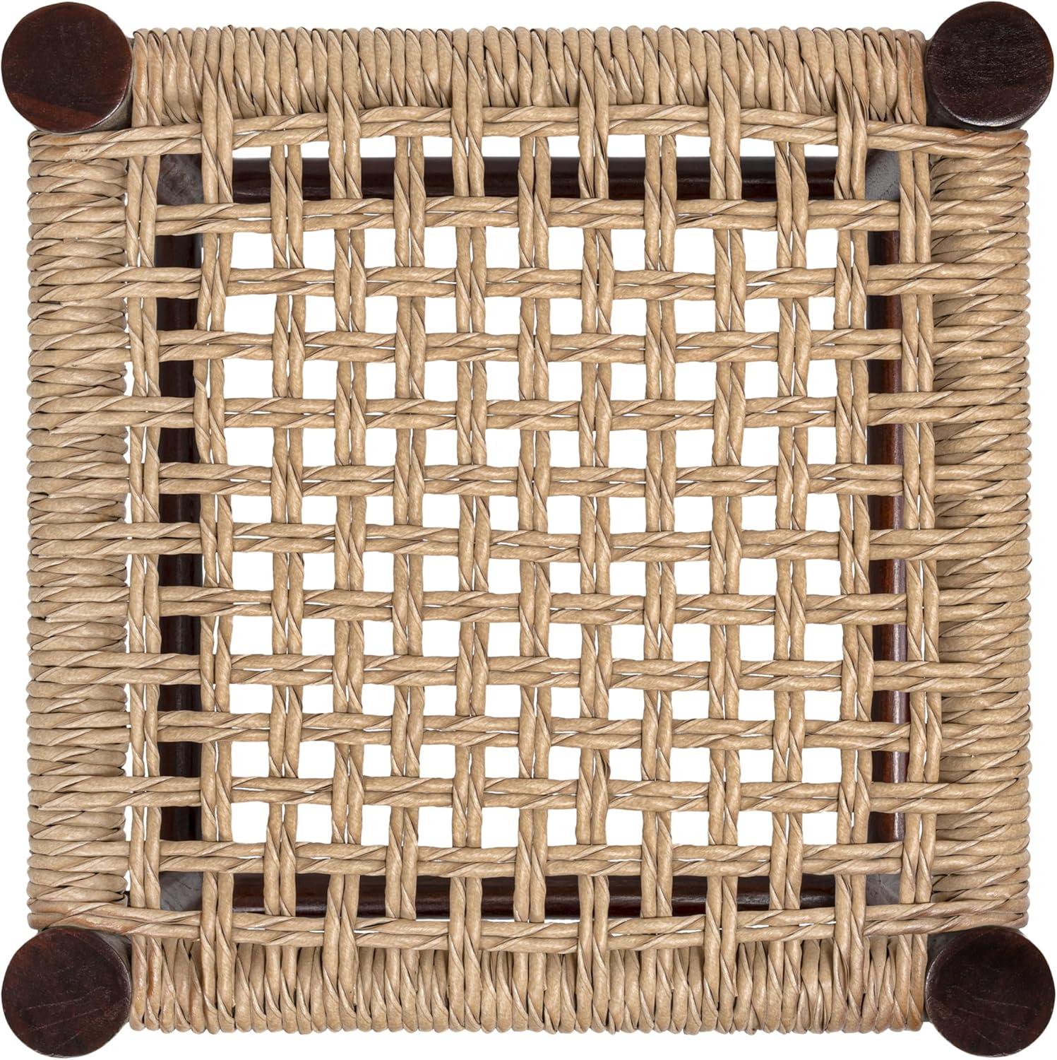 image:imageJONATHAN Y Columnar Handcrafted Teak Wood Outdoor Counter Stool 255 Height Casual Boho Style Synthetic Woven Rattan Seat Weather Resistant Patio Furniture Light BrownDark Brown Wood CSL3004ALight BrownDark Brown