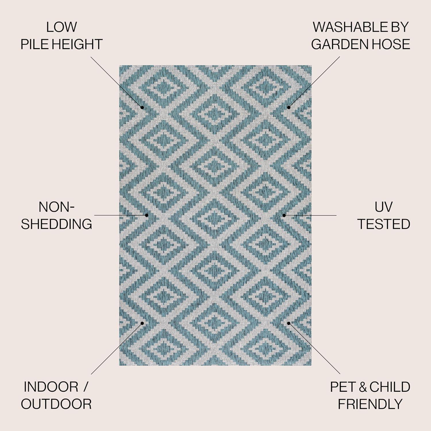 image:imageJONATHAN Y Diamond Tribal Indoor Outdoor Area Rug 8X10 BlueGray Sintra for Backyard Patio Porch EasyCleaning High Traffic PetFriendly NonShedding SMB116A8BlueGray