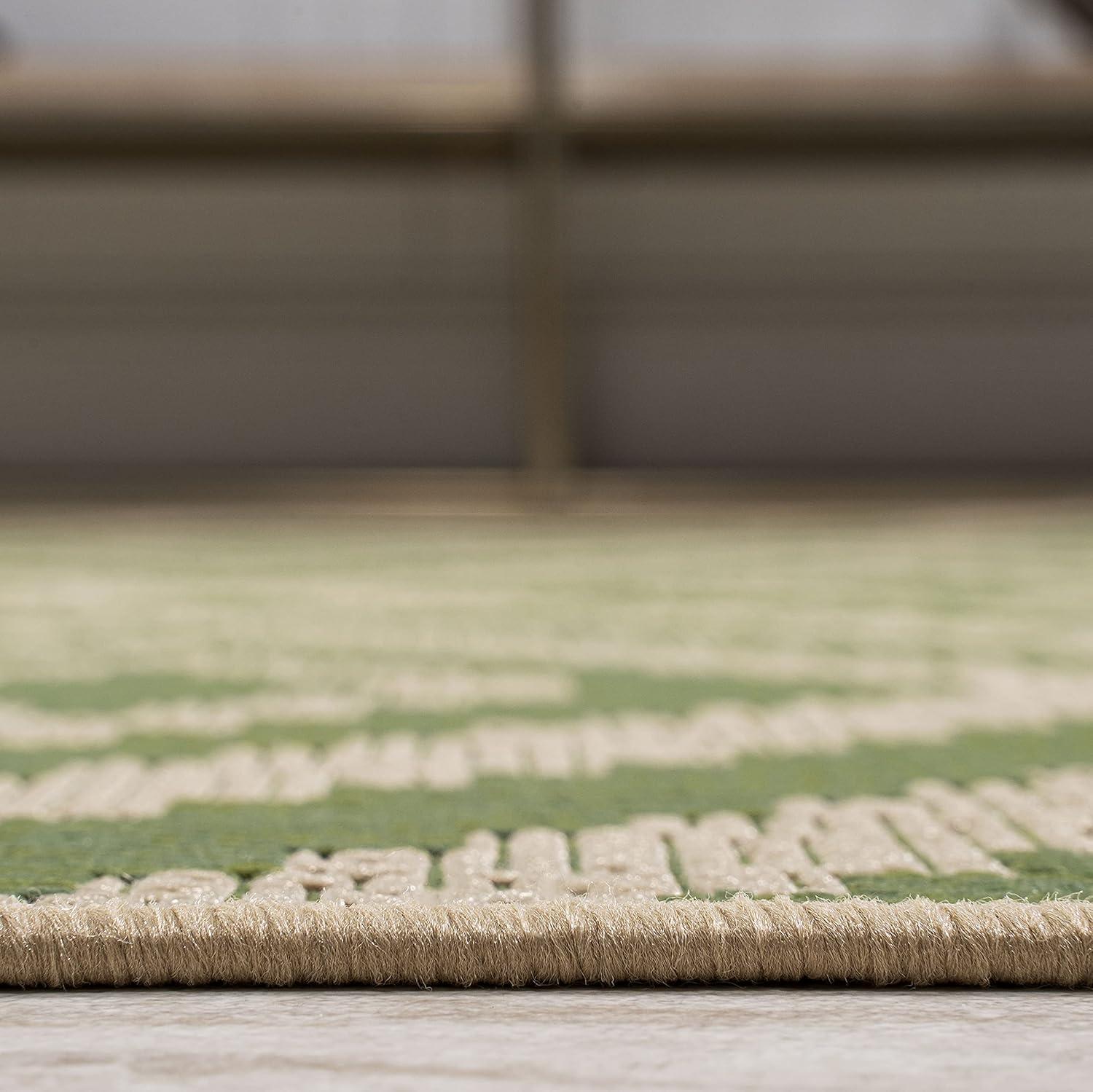 image:imageJONATHAN Y Diamond Tribal Indoor Outdoor Area Rug 8X10 BlueGray Sintra for Backyard Patio Porch EasyCleaning High Traffic PetFriendly NonShedding SMB116A8GreenCream