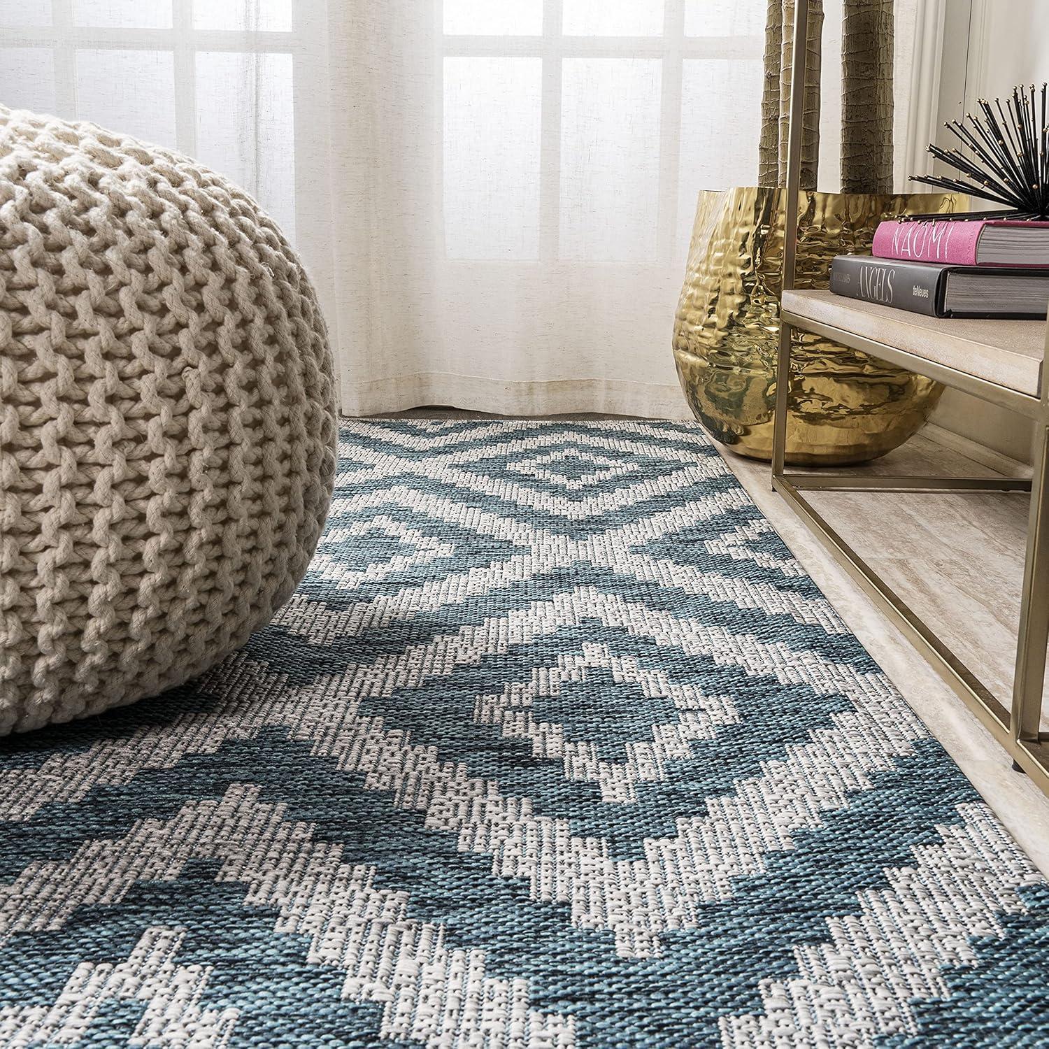 image:imageJONATHAN Y Diamond Tribal Indoor Outdoor Area Rug 8X10 BlueGray Sintra for Backyard Patio Porch EasyCleaning High Traffic PetFriendly NonShedding SMB116A8BlueGray