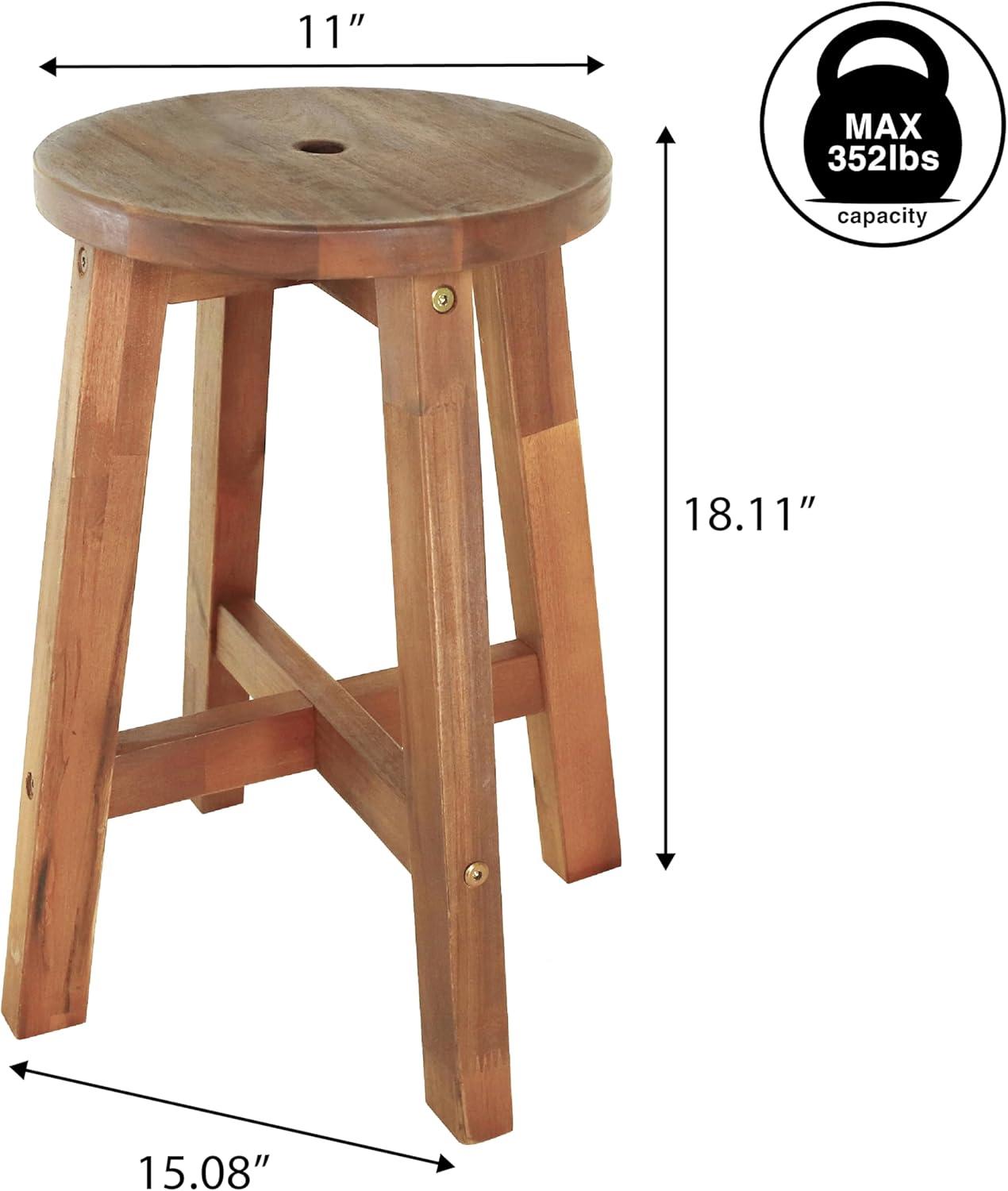 image:imageJONATHAN Y Grove 18 Round Outdoor Stool Coastal Casual Acacia Wood Accent Stool for Patio Garden Deck Porch Side Table Black STL2001BNatural