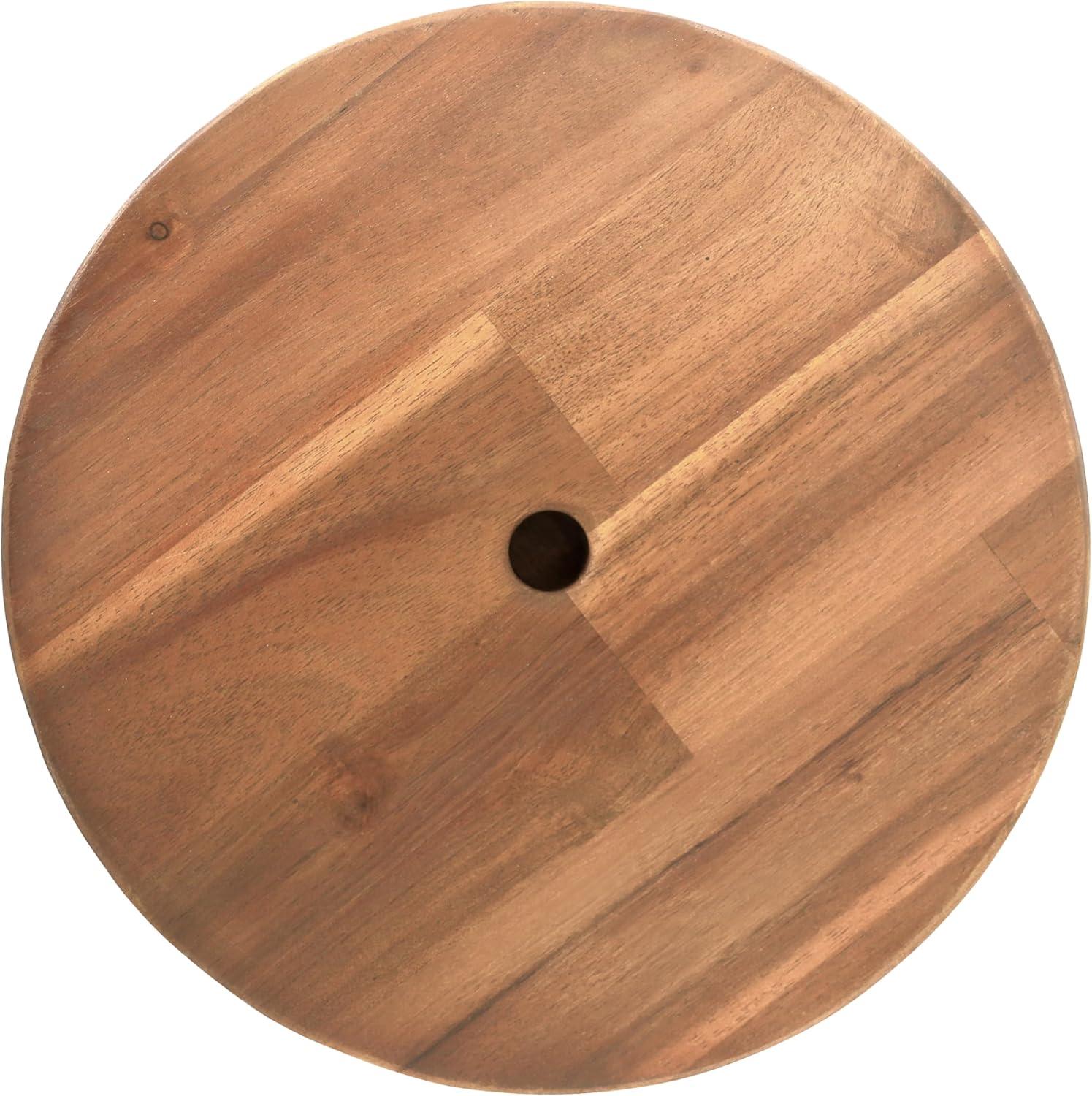 image:imageJONATHAN Y Grove 18 Round Outdoor Stool Coastal Casual Acacia Wood Accent Stool for Patio Garden Deck Porch Side Table Black STL2001BNatural