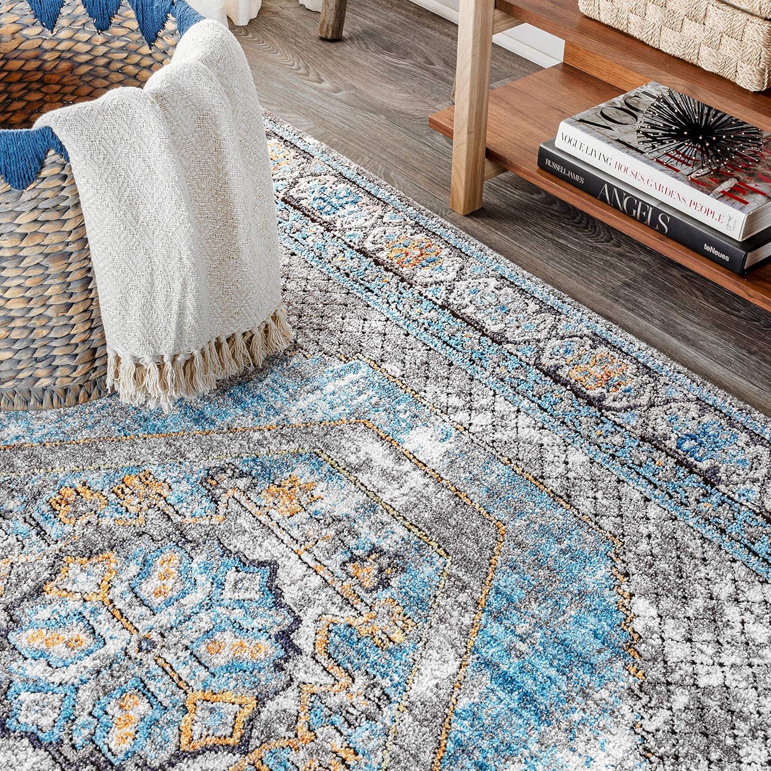 image:imageJONATHAN Y Izmit Geometric Medallion GrayMustardTurquoise Indoor Area Rug 5x8 Vintage Glam EasyCleaning for Living Room Bedroom Kitchen Pet Friendly NonShedding RES100A54 x 6 Rectangular