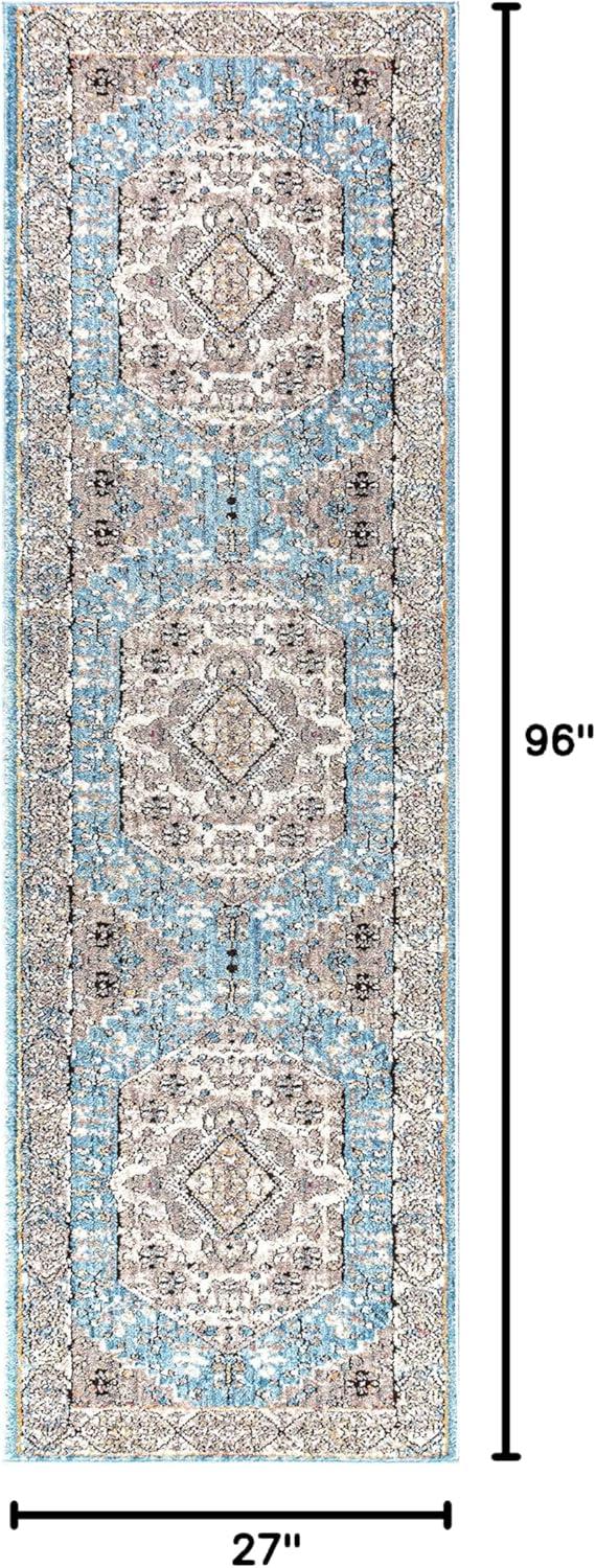 image:imageJONATHAN Y Kesan Medallion Charcoal GrayIvory Runner Rug 2x8 Vintage Glam EasyCleaning for Living Room Bedroom Kitchen Pet Friendly NonShedding RES106B28Blue