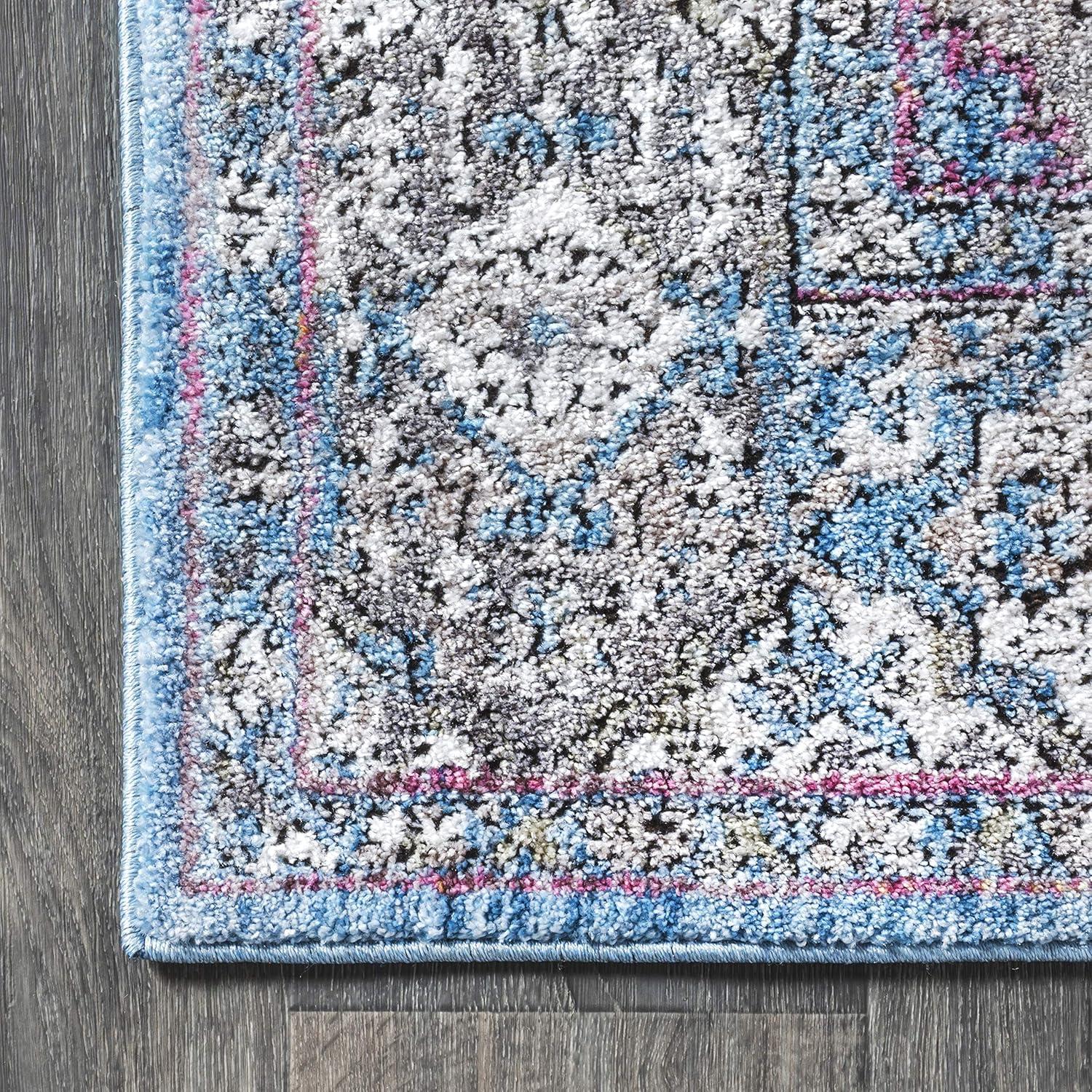 image:imageJONATHAN Y Kesan Medallion Charcoal GrayIvory Runner Rug 2x8 Vintage Glam EasyCleaning for Living Room Bedroom Kitchen Pet Friendly NonShedding RES106B28Blue