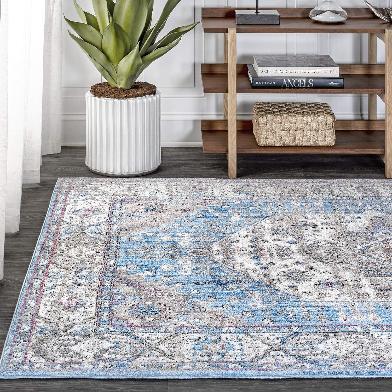 image:imageJONATHAN Y Kesan Medallion Charcoal GrayIvory Runner Rug 2x8 Vintage Glam EasyCleaning for Living Room Bedroom Kitchen Pet Friendly NonShedding RES106B28Blue