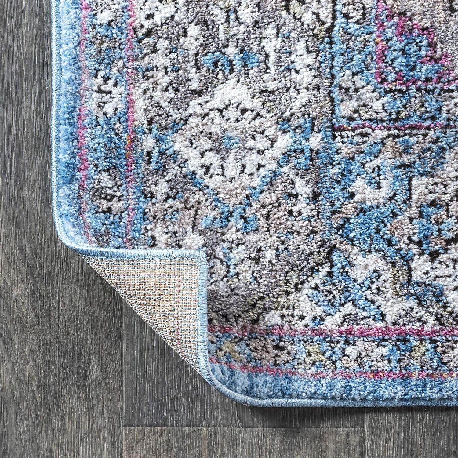 image:imageJONATHAN Y Kesan Medallion Charcoal GrayIvory Runner Rug 2x8 Vintage Glam EasyCleaning for Living Room Bedroom Kitchen Pet Friendly NonShedding RES106B28Blue