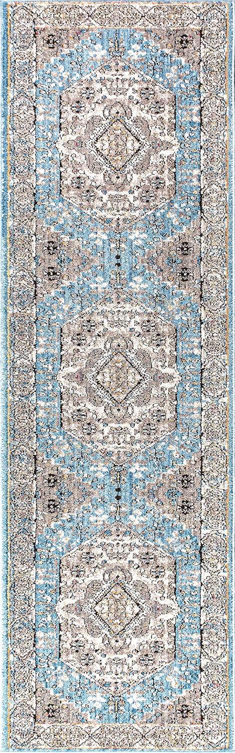 image:imageJONATHAN Y Kesan Medallion Charcoal GrayIvory Runner Rug 2x8 Vintage Glam EasyCleaning for Living Room Bedroom Kitchen Pet Friendly NonShedding RES106B28Blue